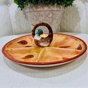 S9-BUNDLE ONLY-Ceramic Pheasant Divided Serving Dish by Artist Elaine